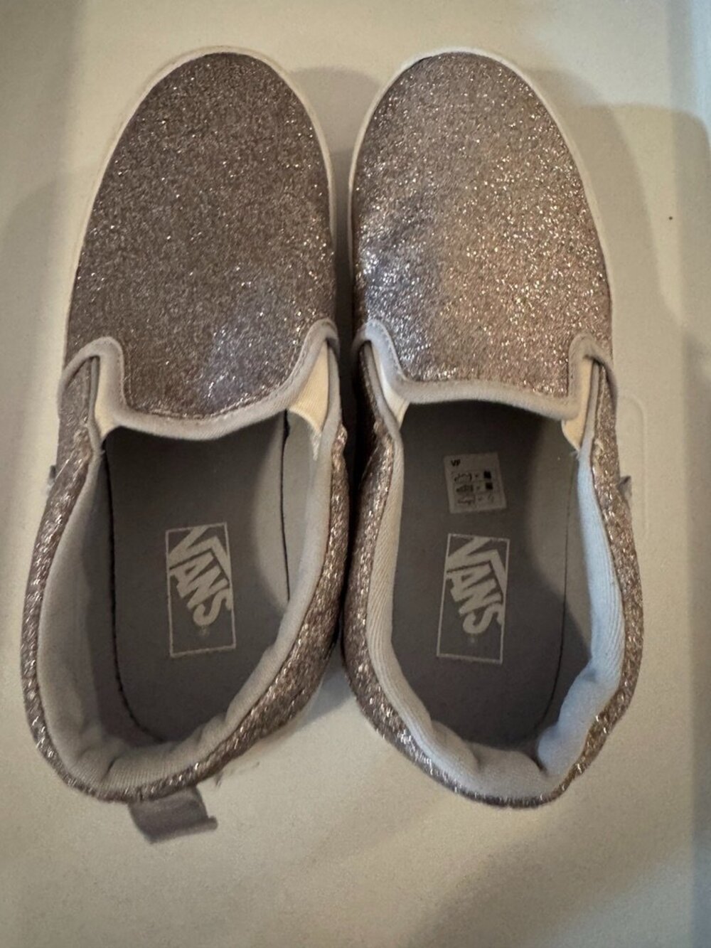 Vans Girls' Missy Silver Glitter Slip-On Sneakers – Size: Girls' 4, - Picture 3 of 8
